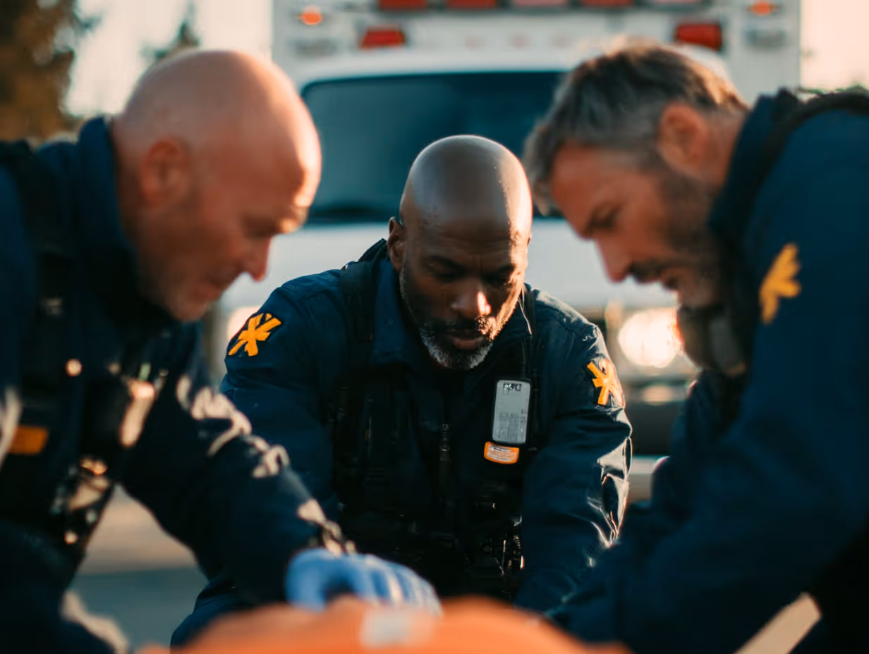 EMT performing chest compressions during training
